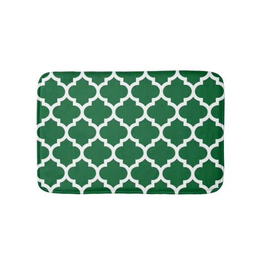 Forest Green White Moroccan Quatrefoil Pattern #5 Badmat (Voorkant)