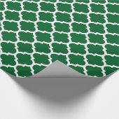 Forest Green White Moroccan Quatrefoil Pattern #5 Cadeaupapier (Hoek)