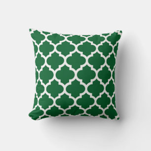 Forest Green White Moroccan Quatrefoil Pattern #5 Kussen