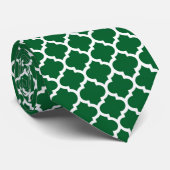 Forest Green White Moroccan Quatrefoil Pattern #5 Stropdas (Opgerold)