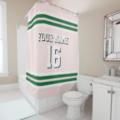 Forest Green White Stripes Sporttrui Douchegordijn (In situ)