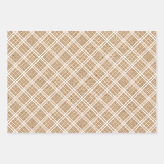Forest Green White Tartan Faux Rustic Brown Kraft Inpakpapier Vel (Voorkant)