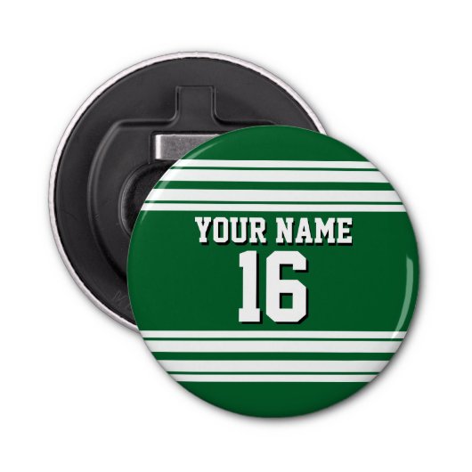 Forest Green White Team Jersey Button Flesopener (Voorkant)