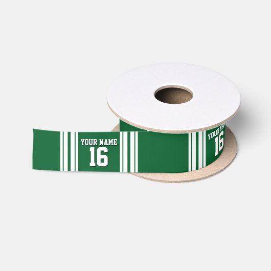 Forest Green White Team Jersey Satijnen Lint (Spoel)