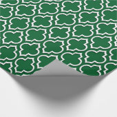 Forest Green White XL Moroccan Quatrefoil #7DS Cadeaupapier (Hoek)