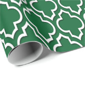 Forest Green White XL Moroccan Quatrefoil #7DS Cadeaupapier (Rol Hoek)