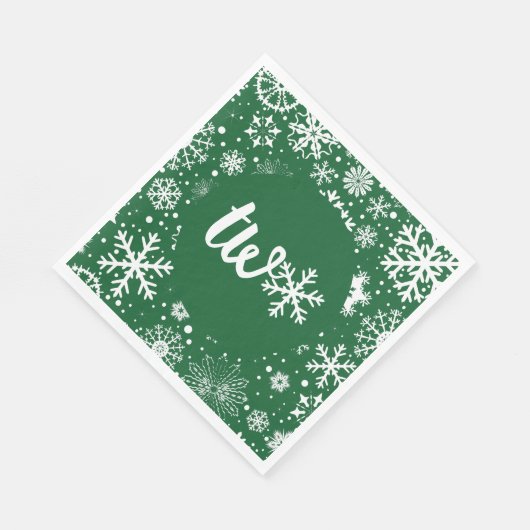Forest Green Winter Tweede Verjaardag Sneeuwvlok Servet (Hoek)