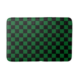 Forest Green with Black Square Pattern Badmat
