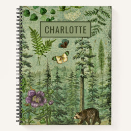 Forest Green Woodland Animal Personalized Notitieb Notitieboek