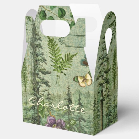 Forest Green Woodland Personalized Favor Box Bedankdoosjes (Geopend)