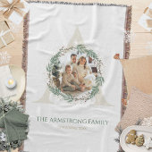 Forest Green Wreath Gold Monogram Photo Keepsake Deken