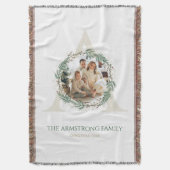 Forest Green Wreath Gold Monogram Photo Keepsake Deken (Voorkant Verticaal)