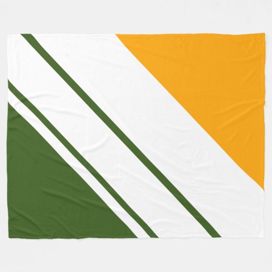 Forest Green Yellow Diagonal White Racing Stripes Fleece Deken (Voorkant (Horizontaal))