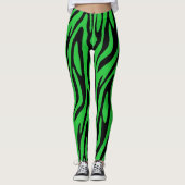 Forest Green Zebra Print Leggings (Voorkant)
