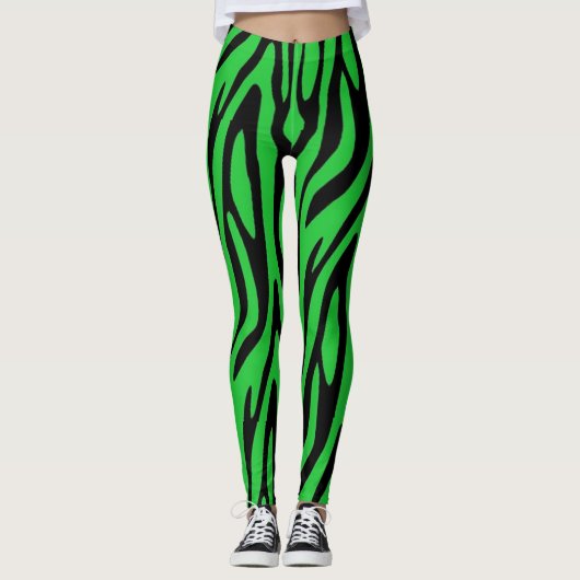 Forest Green Zebra Print Leggings (Voorkant)