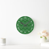 Forest Green Zig Zag patroon met bewerkbare nummer Ronde Klok (Huis)