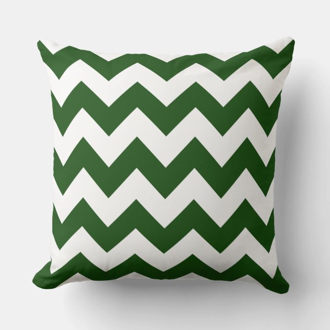 Forest Green Zig Zag Striped Pillow Kussen (Voorkant)