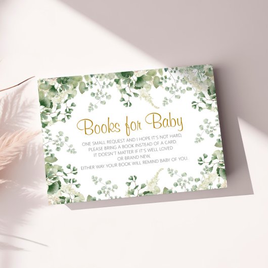 Forest Greenery Baby shower Books for Baby Card Informatiekaartje