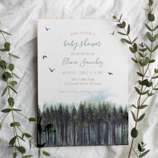 Forest Greenery Baby shower Invitation Kaart