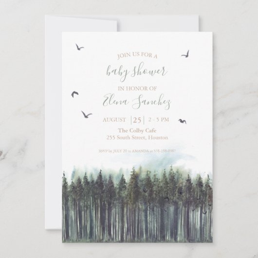 Forest Greenery Baby shower Invitation Kaart (Voorkant)