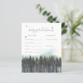 Forest Greenery Baby shower Prediction Game Kaart (Staand voorkant)