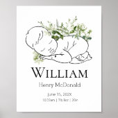 Forest Greenery Baby Stats Poster (Voorkant)