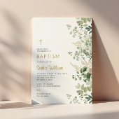 Forest Greenery Baptism Invitation Kaart