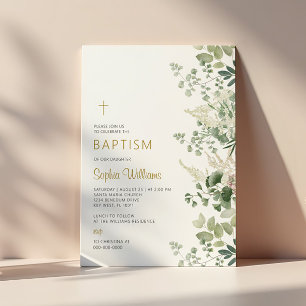 Forest Greenery Baptism Invitation Kaart