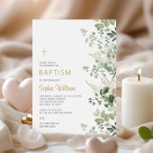 Forest Greenery Baptism Invitation Kaart