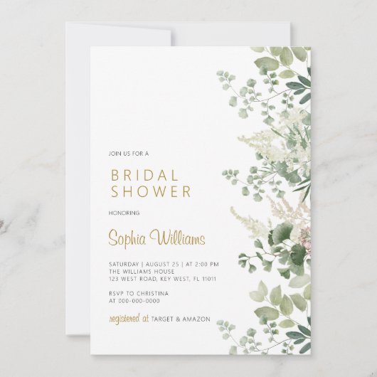 Forest Greenery Bridal Shower-uitnodiging Kaart (Voorkant)