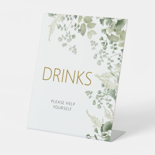 Forest Greenery Leaves Drink Sign Reclamebord Met Voetstuk (Voorkant)