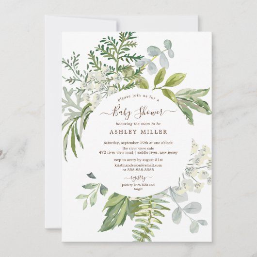 Forest Greenery Neutral Baby shower Kaart (Voorkant)