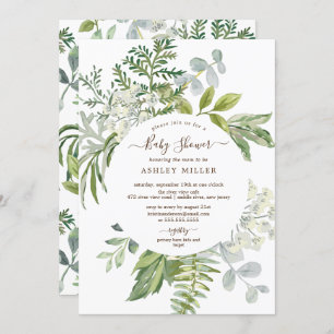 Forest Greenery Neutral Baby shower Kaart