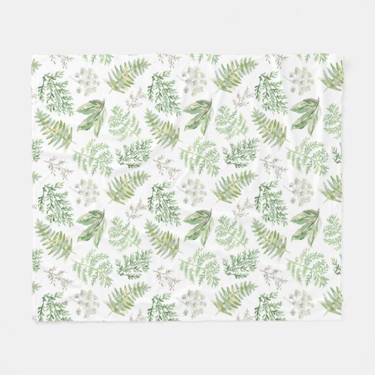 Forest Greenery Pattern Fleece Deken (Voorkant (Horizontaal))
