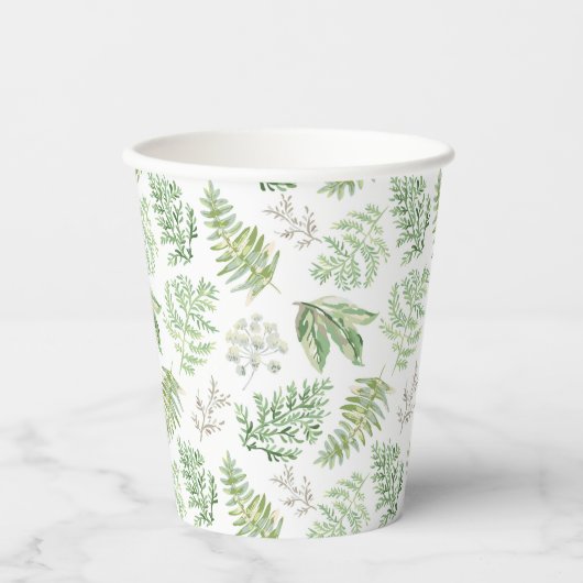 Forest Greenery Pattern Papieren Bekers (Voorkant)