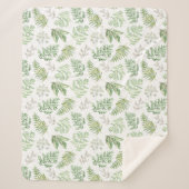 Forest Greenery Pattern Sherpa Deken (Voorkant)