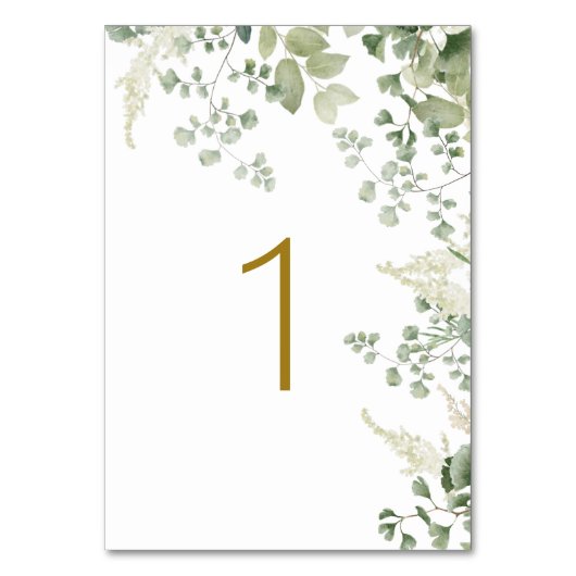 Forest Greenery Tabel 1 Wedding Table Number Kaart (Achterkant)
