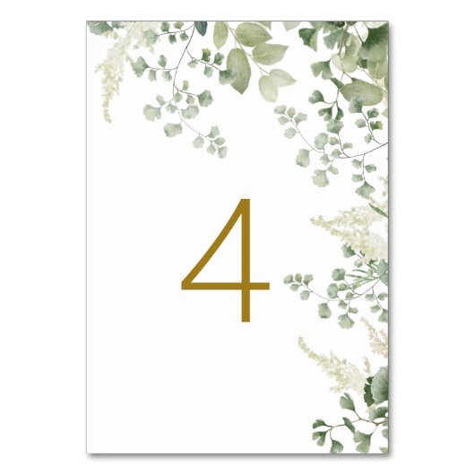 Forest Greenery Tabel 4 Wedding Table Number Kaart (Voorkant)