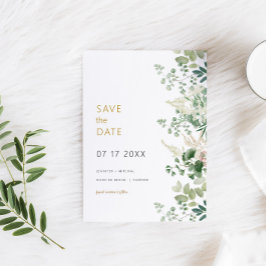 Forest Greenery Wedding Save the Date Kaart