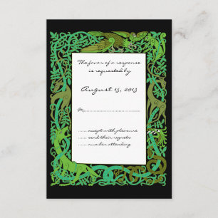 Forest Greens Celtic Animals Design Wedding RSVP Kaartje