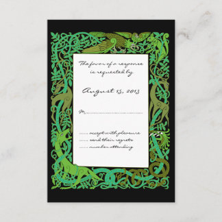 Forest Greens Celtic Animals Design Wedding RSVP Kaartje