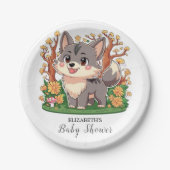 Forest grillige wolf Baby shower Papieren Bordje (Voorkant)