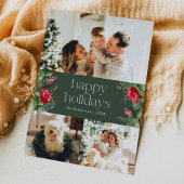 Forest Groen 3 Foto Moderne Typografie Feestdagenkaart