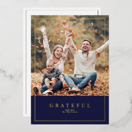 Forest groen goud folie Thanksgiving familiefoto Folie Feestdagenkaart