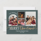 Forest Groen Goud Script Kerstmis Moderne Collage Feestdagenkaart (Voorkant)