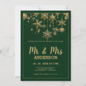 Forest groen goud script MR MRS sneeuwvlok Trouwen Kaart (Voorkant)