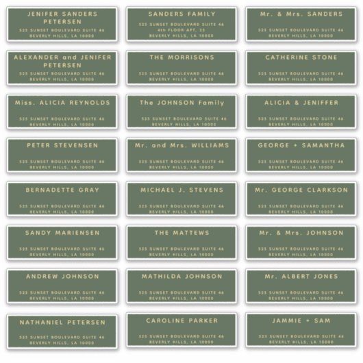 Forest groen goud vakantie mailing 24 adreslabel sticker (Voorkant)