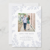 Forest Grove Dusty Blue Photo Bewaar de datum Kaart (Voorkant)