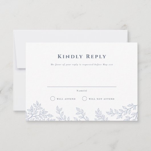 Forest Grove Dusty Blue Wedding RSVP Kaart (Voorkant)