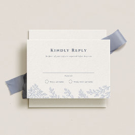 Forest Grove Dusty Blue Wedding RSVP Kaart